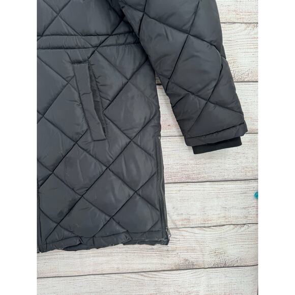 Levis Soft Sherpa Lined Hood Diamond Quilted Parka Jacket Womens XL Black - Picture 15 of 16